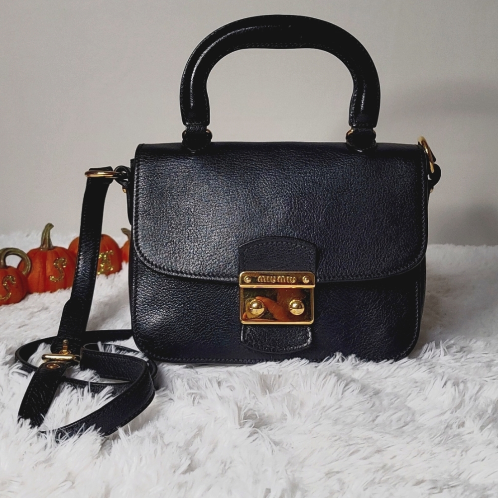 100% Original MIU MIU Small Madras Top Handle Bag